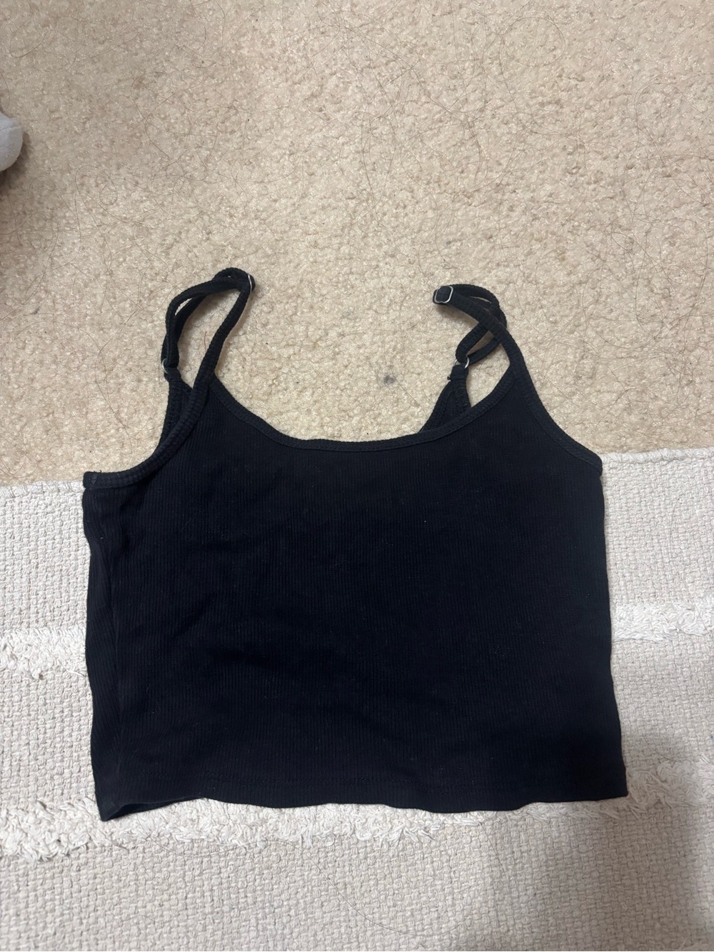 Hollister Black Ribbed Adjustable-Strap Crop Tank